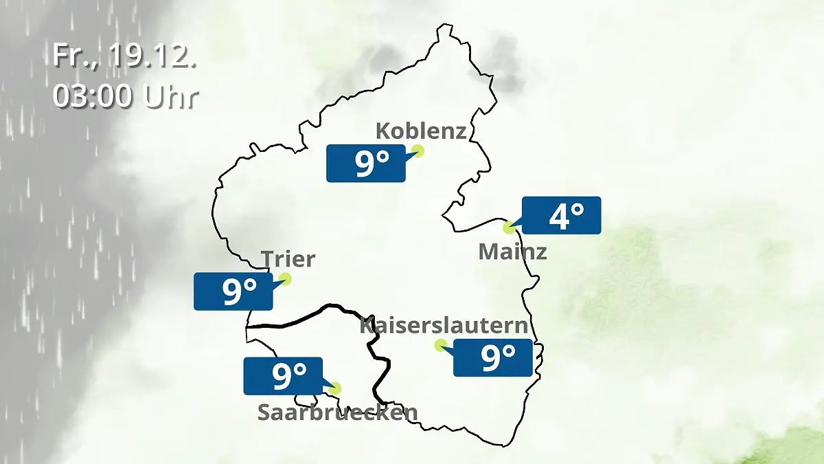 Rheinland-Pfalz, Saarland: Wie wird das Wetter? Regen- und Wolkenfilm für Mainz, Koblenz und Trier