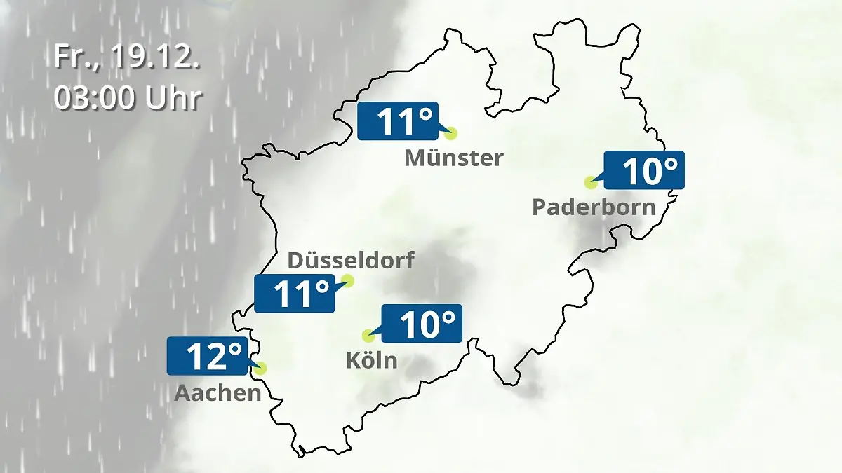 Nordrhein-Westfalen: Wie wird das Wetter? Regen- und Wolkenfilm für Köln, Düsseldorf und Münster