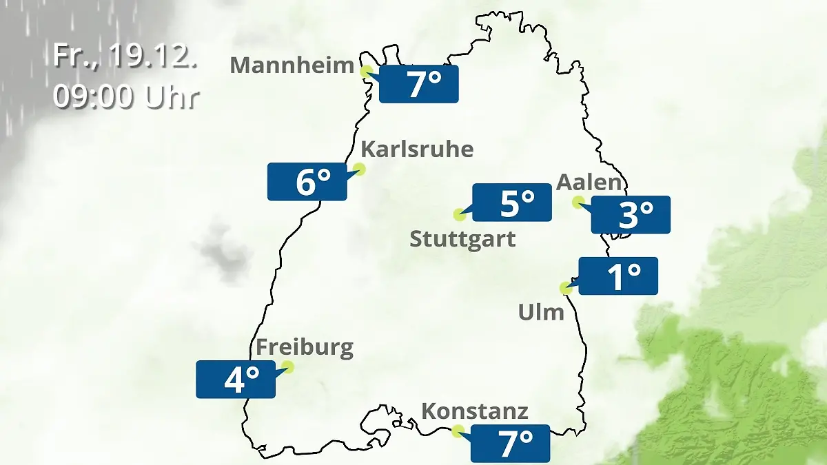 Baden-Württemberg: Wie wird das Wetter? Regen- und Wolkenfilm für Stuttgart, Mannheim und Karlsruhe