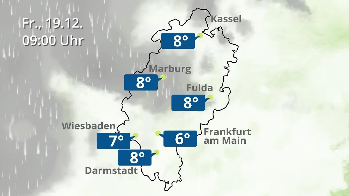 Hessen: Wie wird das Wetter? Regen- und Wolkenfilm für Frankfurt am Main und Wiesbaden