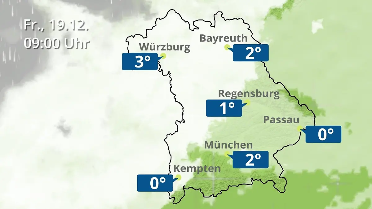 Bayern: Wie wird das Wetter? Regen- und Wolkenfilm für München, Regensburg und Würzburg