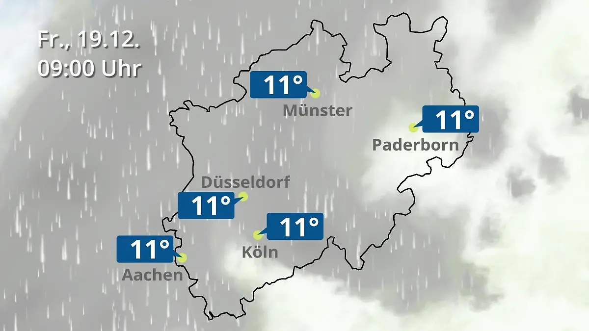Nordrhein-Westfalen: Wie wird das Wetter? Regen- und Wolkenfilm für Köln, Düsseldorf und Münster