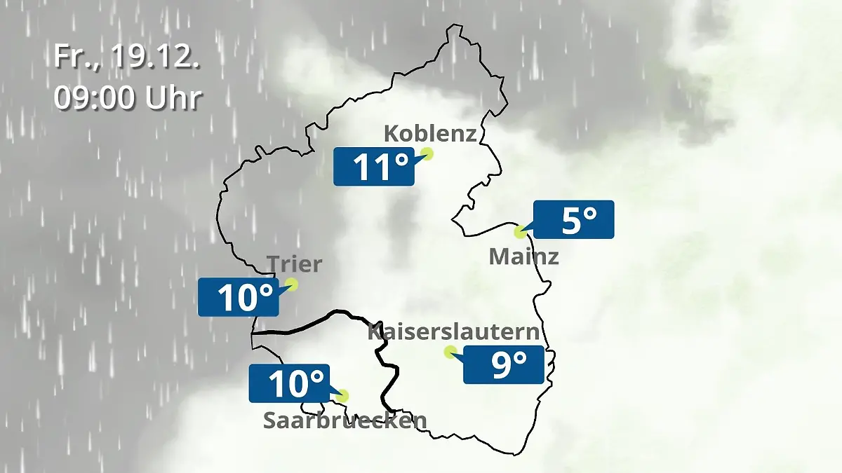 Rheinland-Pfalz, Saarland: Wie wird das Wetter? Regen- und Wolkenfilm für Mainz, Koblenz und Trier