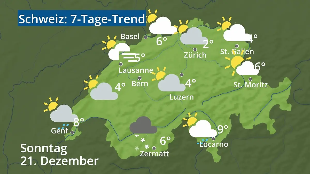 Schweiz: Wie wird das Wetter? Video 7-Tage-Trend: Bern, Basel, Genf, Zürich