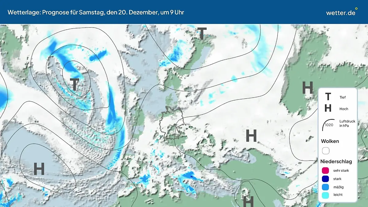 Die Wetterlage der kommenden 5 Tage Hochs und Tiefs über Europa