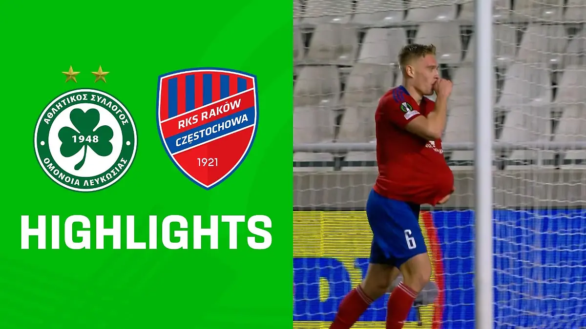 Highlights: Omonia Nikosia vs. Raków Czestochowa