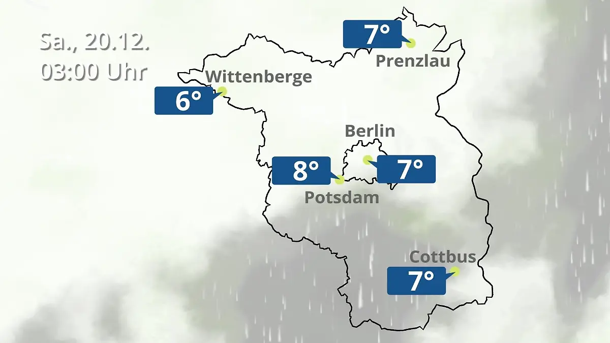 Berlin und Brandenburg: Wie wird das Wetter? Regen- und Wolkenfilm für Potsdam, Cottbus und Wittenberge