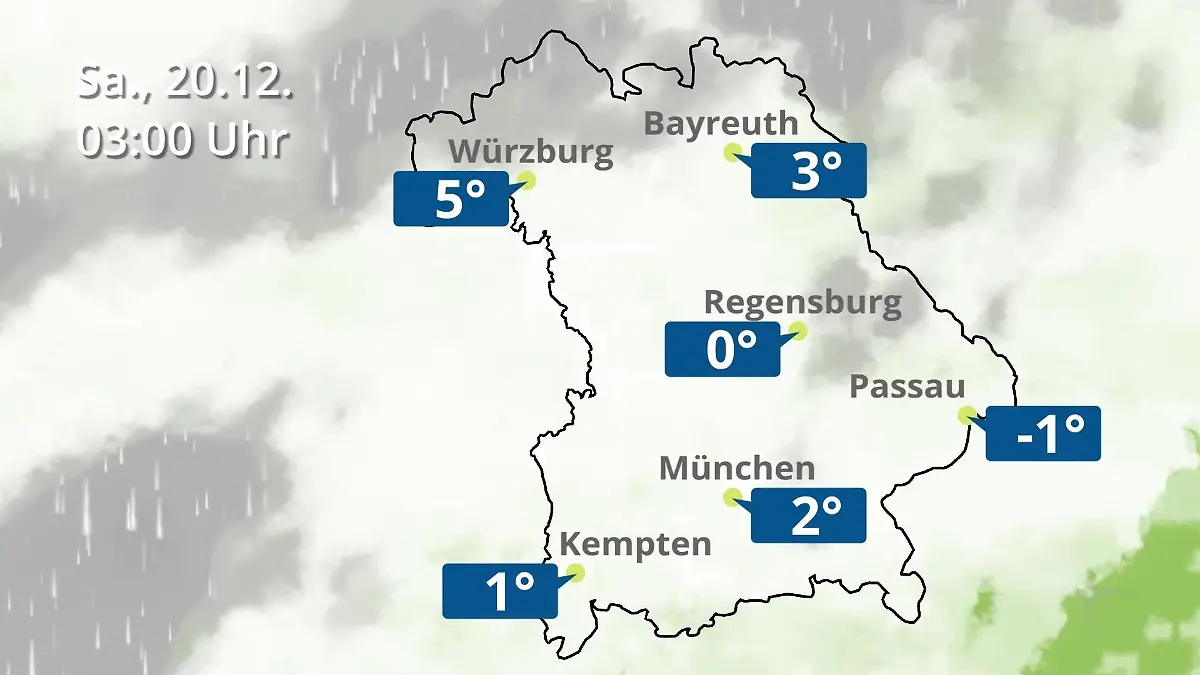 Bayern: Wie wird das Wetter? Regen- und Wolkenfilm für München, Regensburg und Würzburg