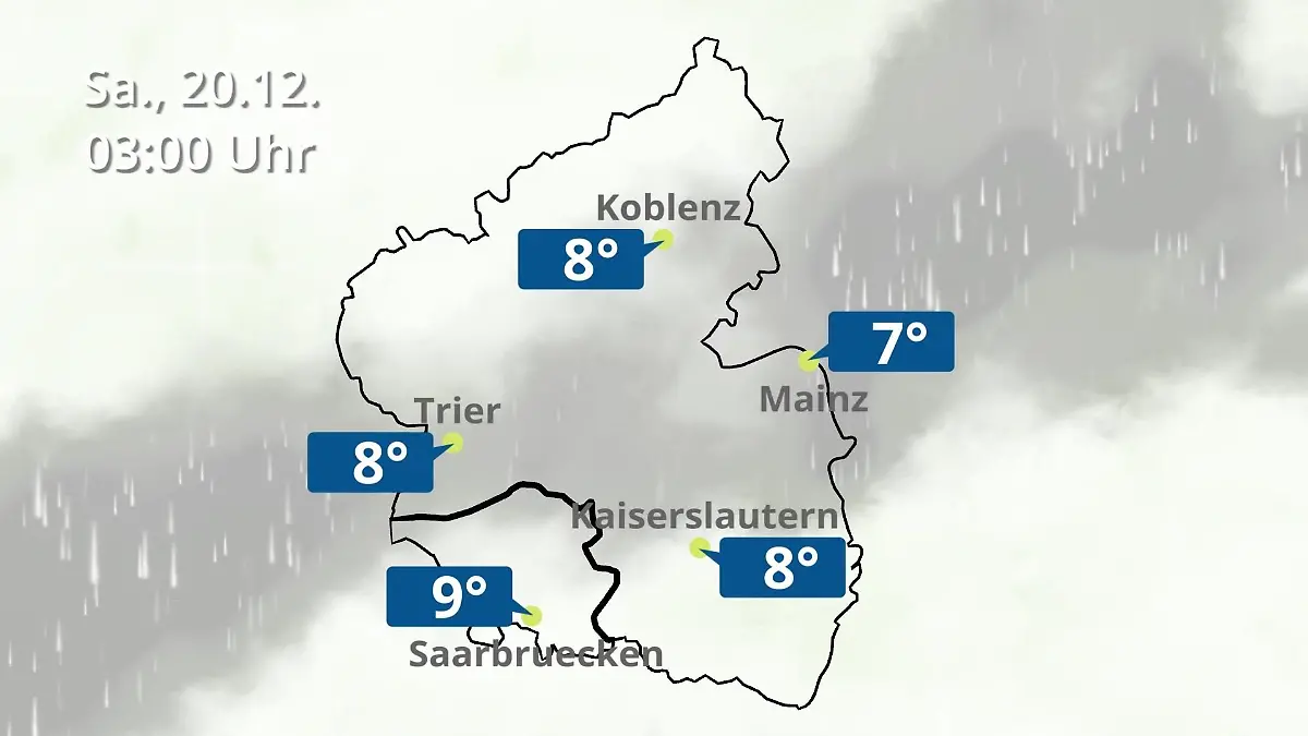 Rheinland-Pfalz, Saarland: Wie wird das Wetter? Regen- und Wolkenfilm für Mainz, Koblenz und Trier