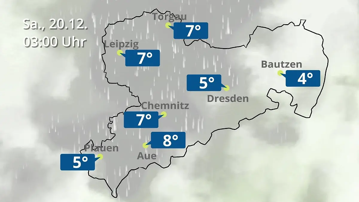 Sachsen: Wie wird das Wetter? Regen- und Wolkenfilm für Chemnitz, Dresden und Leipzig