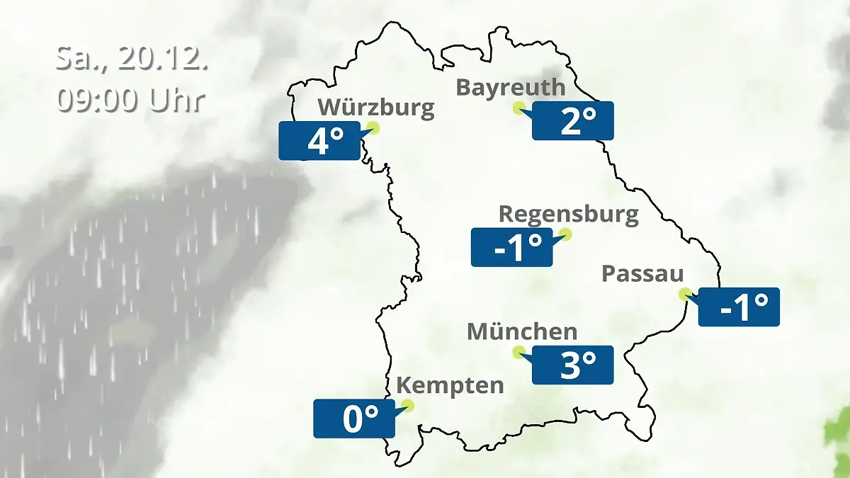Bayern: Wie wird das Wetter? Regen- und Wolkenfilm für München, Regensburg und Würzburg
