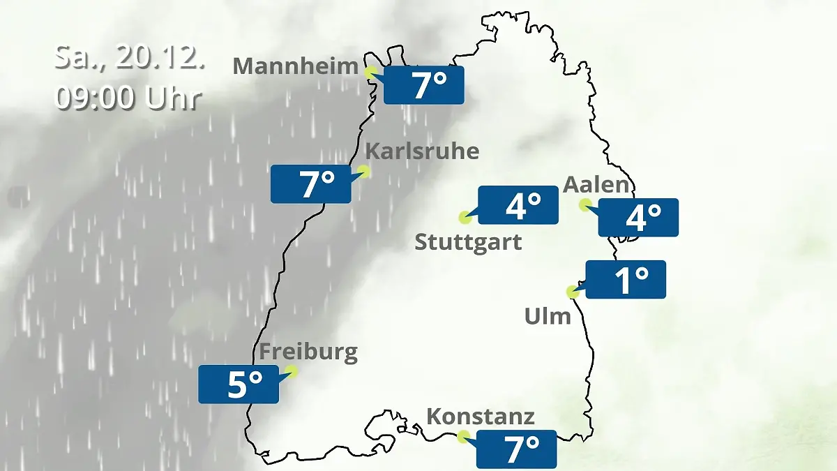 Baden-Württemberg: Wie wird das Wetter? Regen- und Wolkenfilm für Stuttgart, Mannheim und Karlsruhe