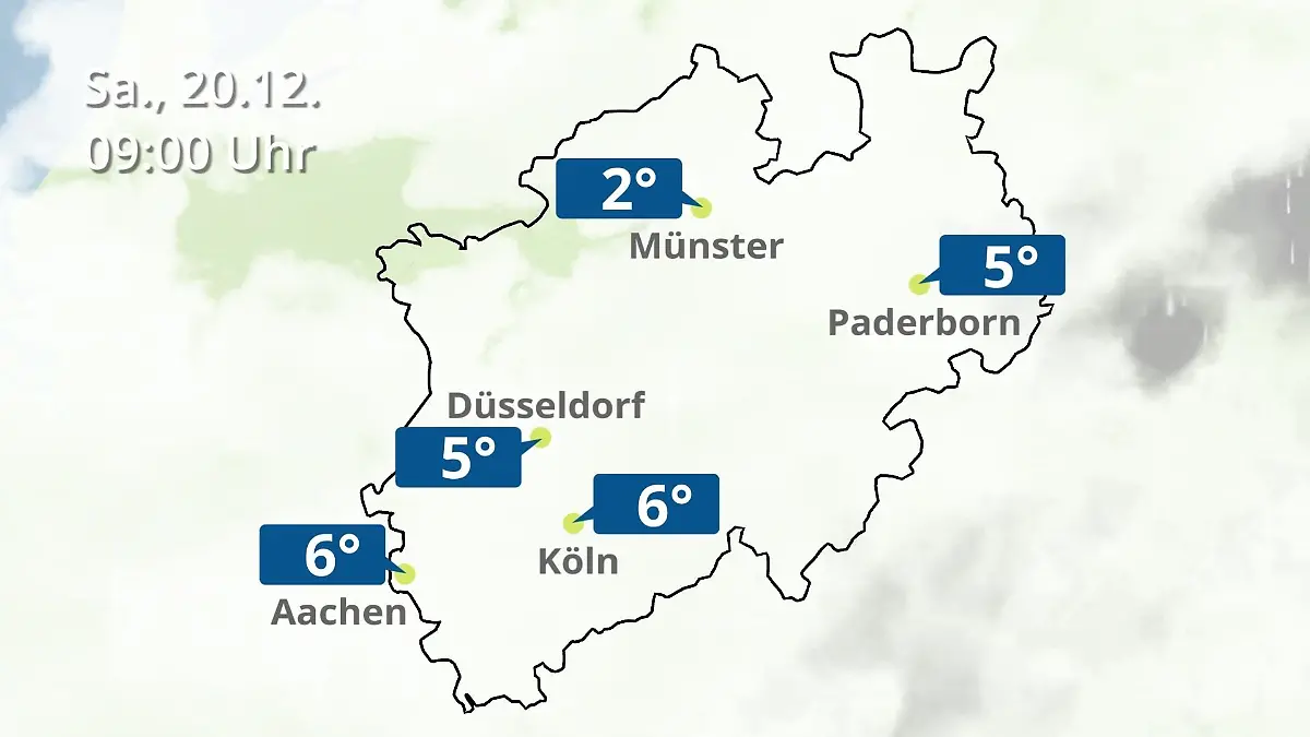 Nordrhein-Westfalen: Wie wird das Wetter? Regen- und Wolkenfilm für Köln, Düsseldorf und Münster