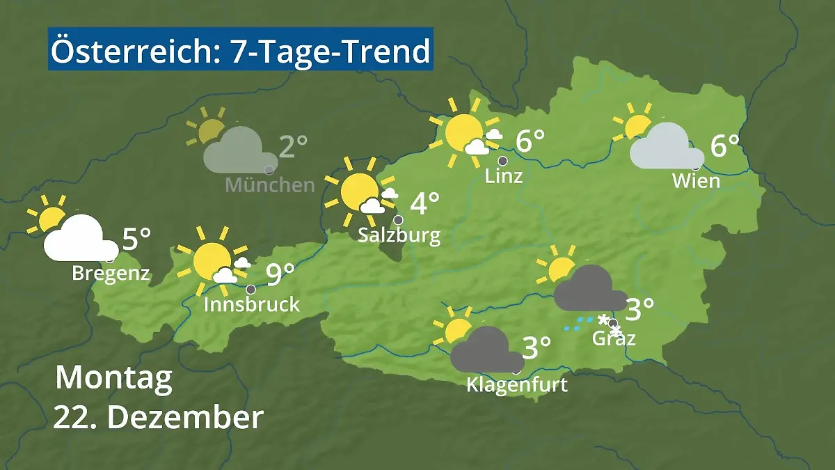 Österreich: Wie wird das Wetter? Video 7-Tage-Trend: Wien, Salzburg, Innsbruck