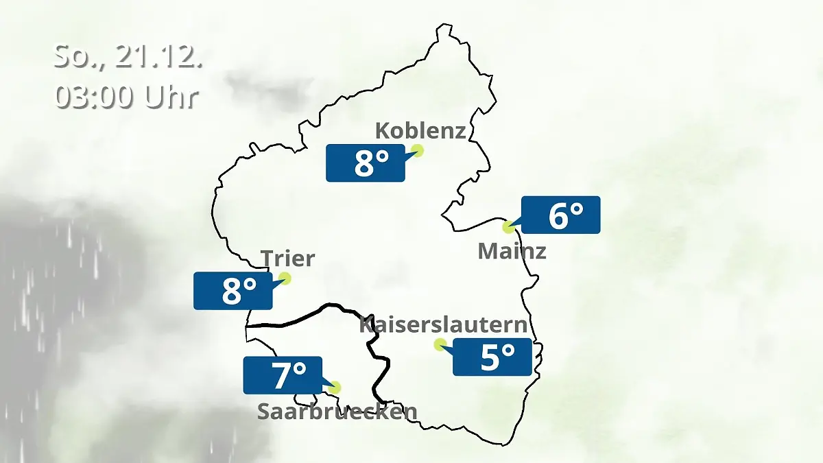Rheinland-Pfalz, Saarland: Wie wird das Wetter? Regen- und Wolkenfilm für Mainz, Koblenz und Trier