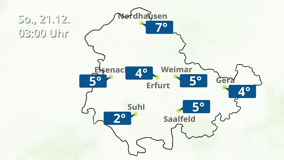 Thüringen: Wie wird das Wetter? Regen- und Wolkenfilm für Erfurt, Gera und Eisenach