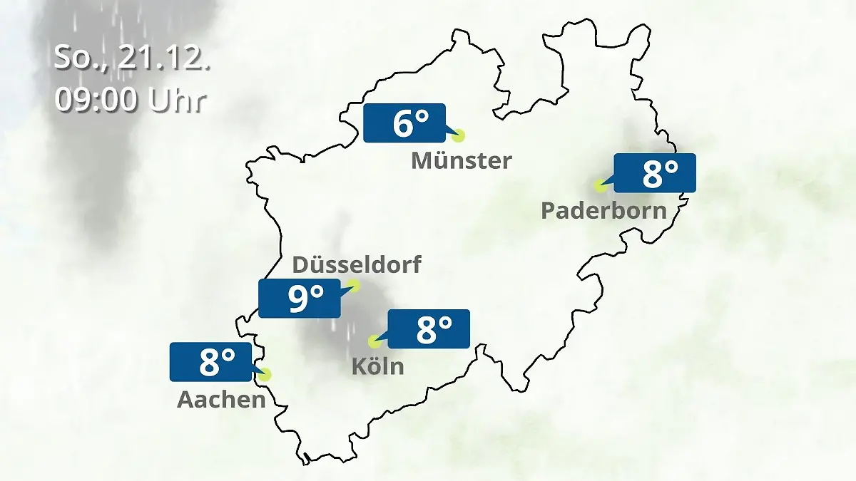 Nordrhein-Westfalen: Wie wird das Wetter? Regen- und Wolkenfilm für Köln, Düsseldorf und Münster