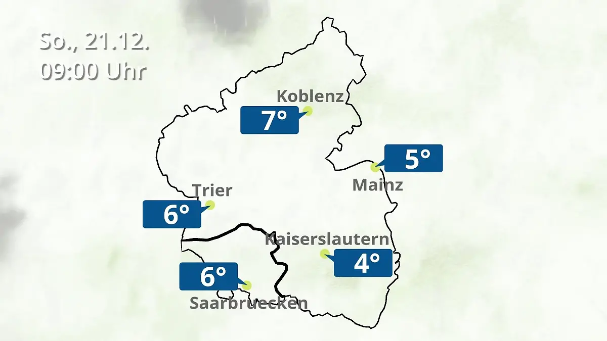 Rheinland-Pfalz, Saarland: Wie wird das Wetter? Regen- und Wolkenfilm für Mainz, Koblenz und Trier