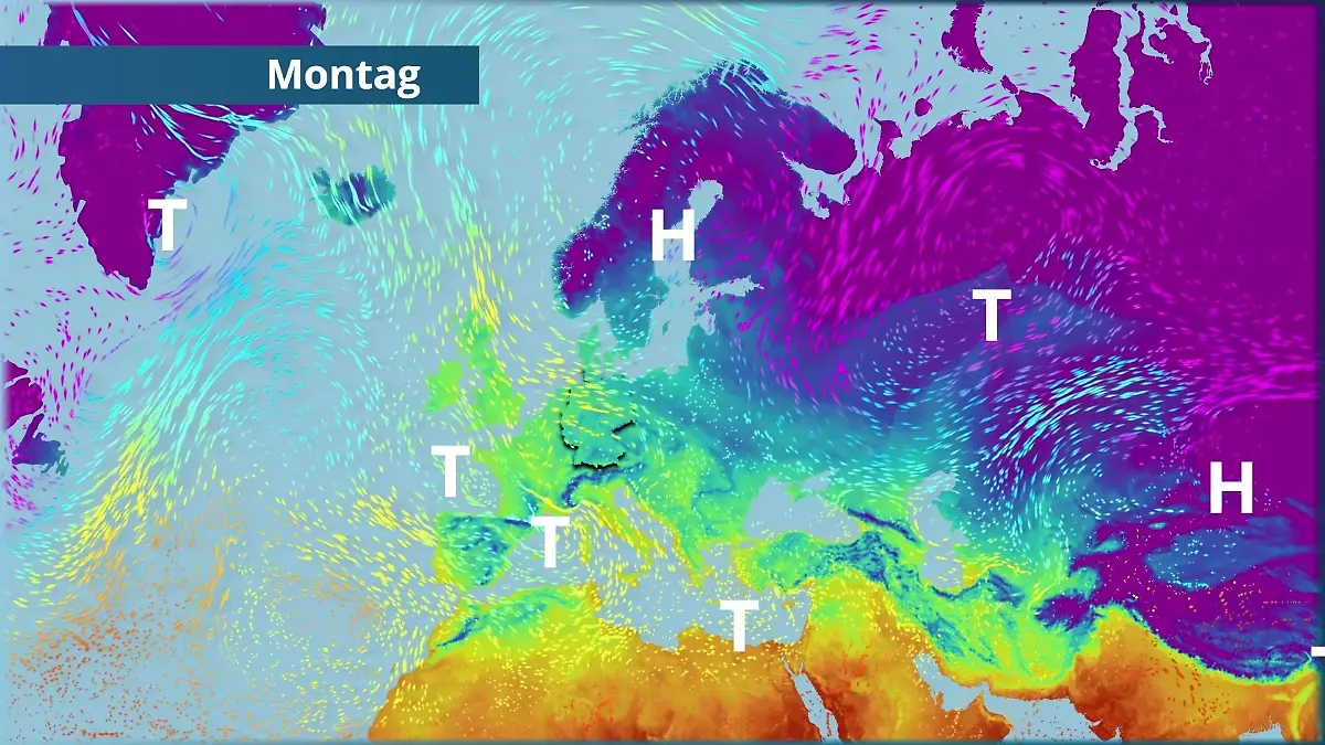 Hochdruck zapft kalte Polarluft an Der Strömungsfilm für Europa für 5 Tage
