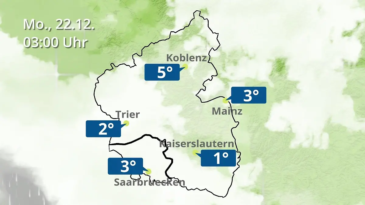 Rheinland-Pfalz, Saarland: Wie wird das Wetter? Regen- und Wolkenfilm für Mainz, Koblenz und Trier