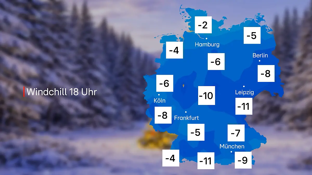 Gefühlte Temperaturen an Heiligabend