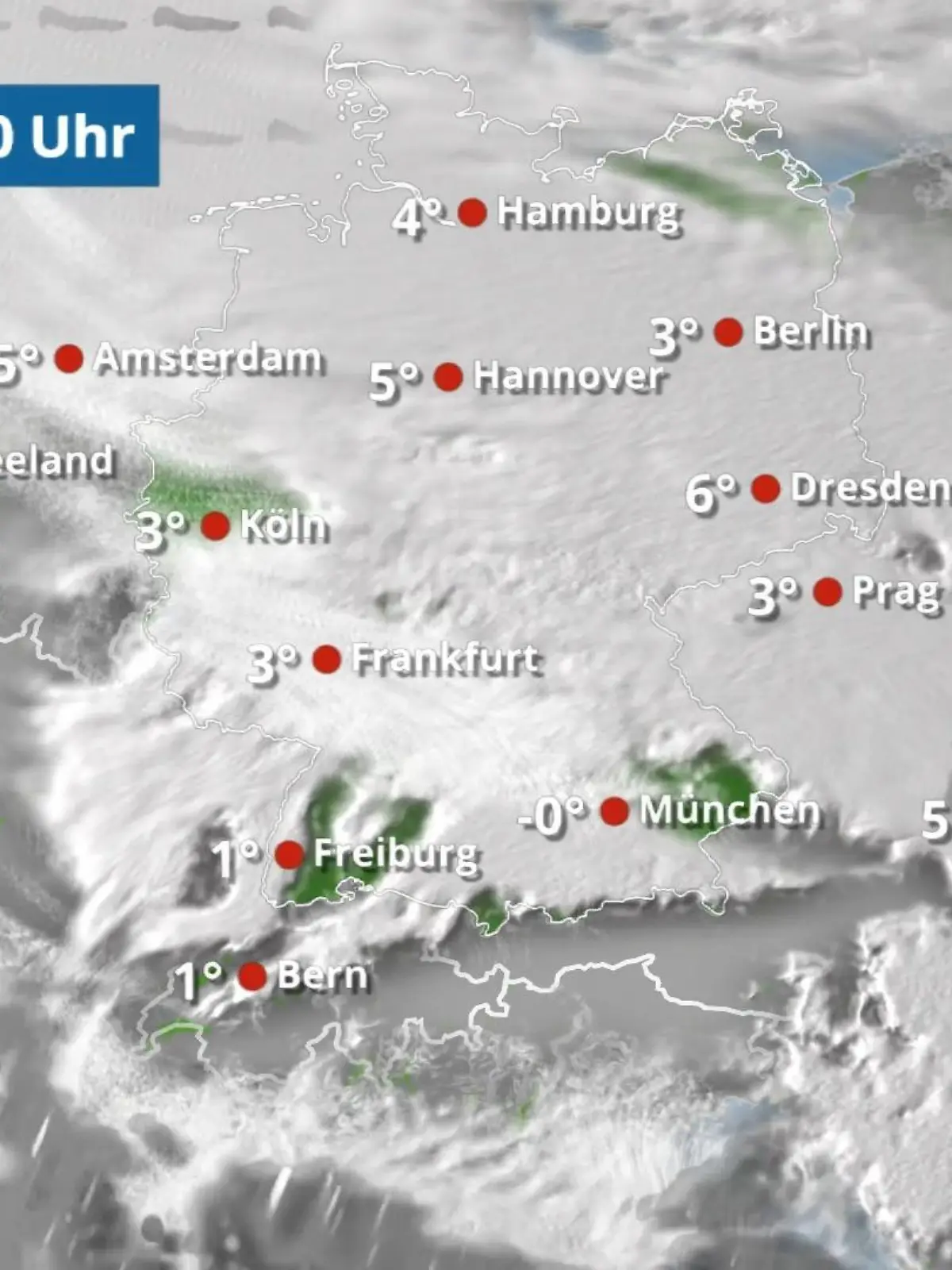 Bild zu: "Wolken und Nebel, aber nur selten Regen oder Schnee"