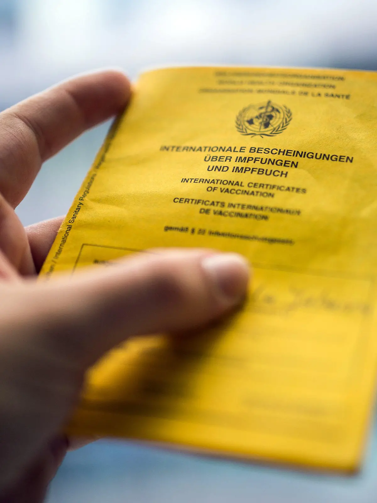 ARCHIV - 07.06.2017, Berlin: Nicht nur wegen Corona: Der internationale Impfausweis ist schon heute ein wichtiges Reisedokument. Datenschützer sehen Fotos von Impfpässen, die aus Freude über Corona-Schutzimpfungen auf Sozialen Netzwerken und in Chats geteilt werden, mit Sorge. Betrüger die Chargennummern, Stempel und Arzt-Unterschriften nutzen, um gefälschte Impfpässe herzustellen, die dann auf dem Schwarzmarkt gehandelt werden. (zu dpa: "Erst Piks, dann Post: Experten raten zur Vorsicht bei Impfpass-Fotos") Foto: Sophia Kembowski/dpa +++ dpa-Bildfunk +++