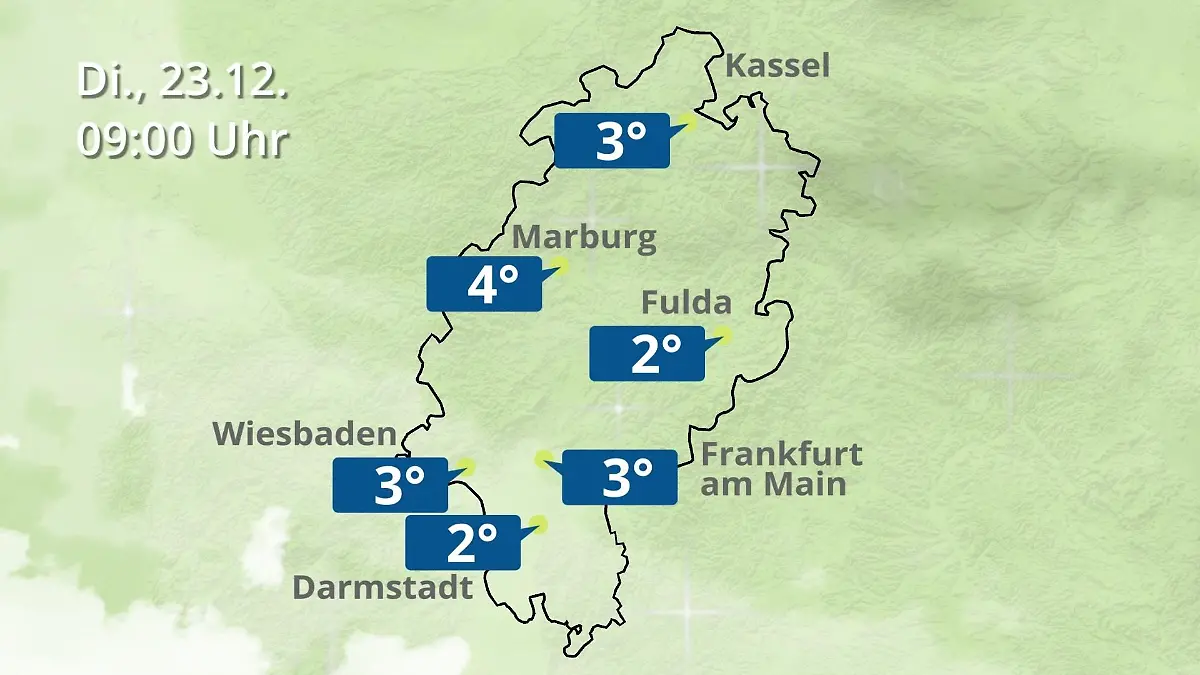 Hessen: Wie wird das Wetter? Regen- und Wolkenfilm für Frankfurt am Main und Wiesbaden