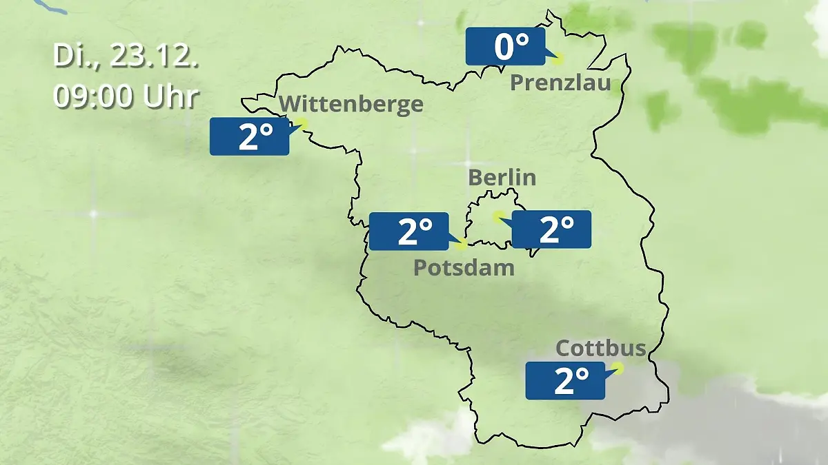 Berlin und Brandenburg: Wie wird das Wetter? Regen- und Wolkenfilm für Potsdam, Cottbus und Wittenberge