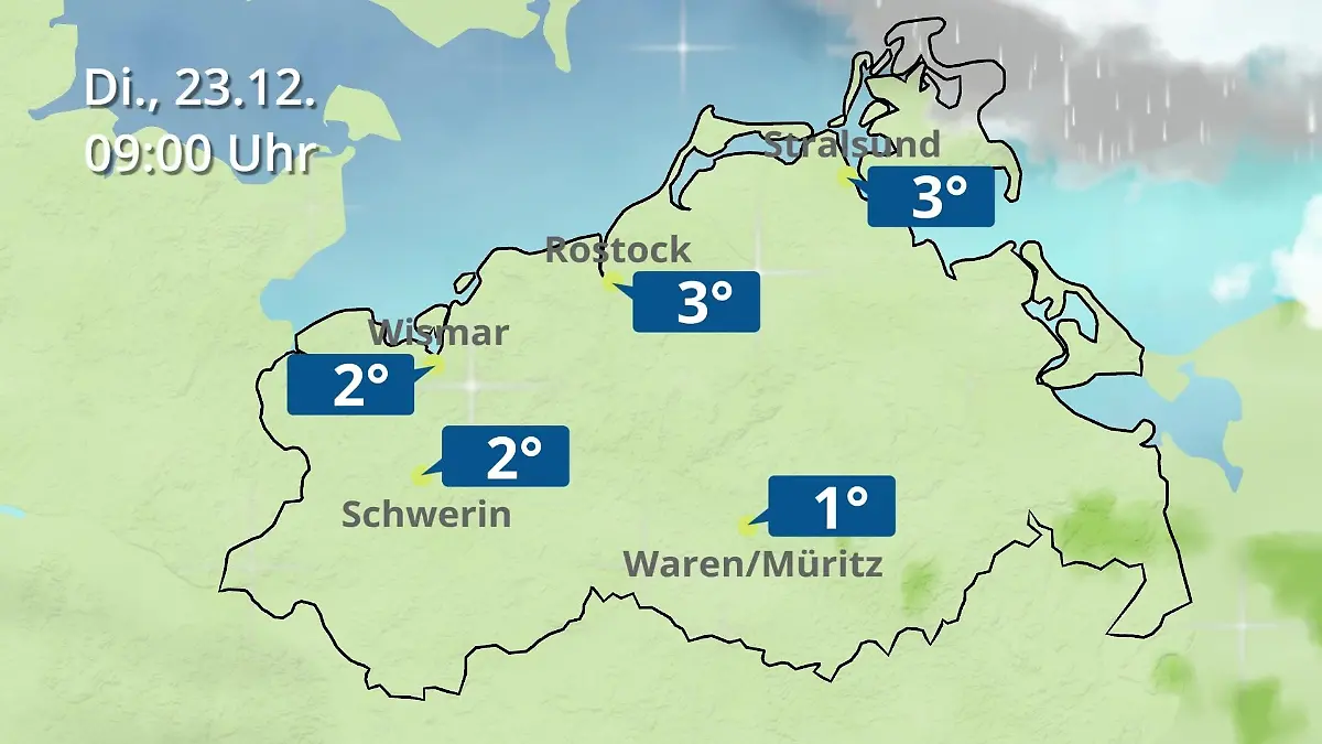 Mecklenburg-Vorpommern: Wie wird das Wetter? Regen- und Wolkenfilm für Rostock, Rügen und die Ostseeküste
