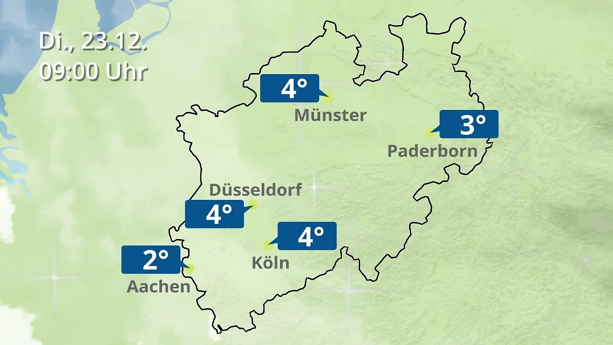 Nordrhein-Westfalen: Wie wird das Wetter? Regen- und Wolkenfilm für Köln, Düsseldorf und Münster