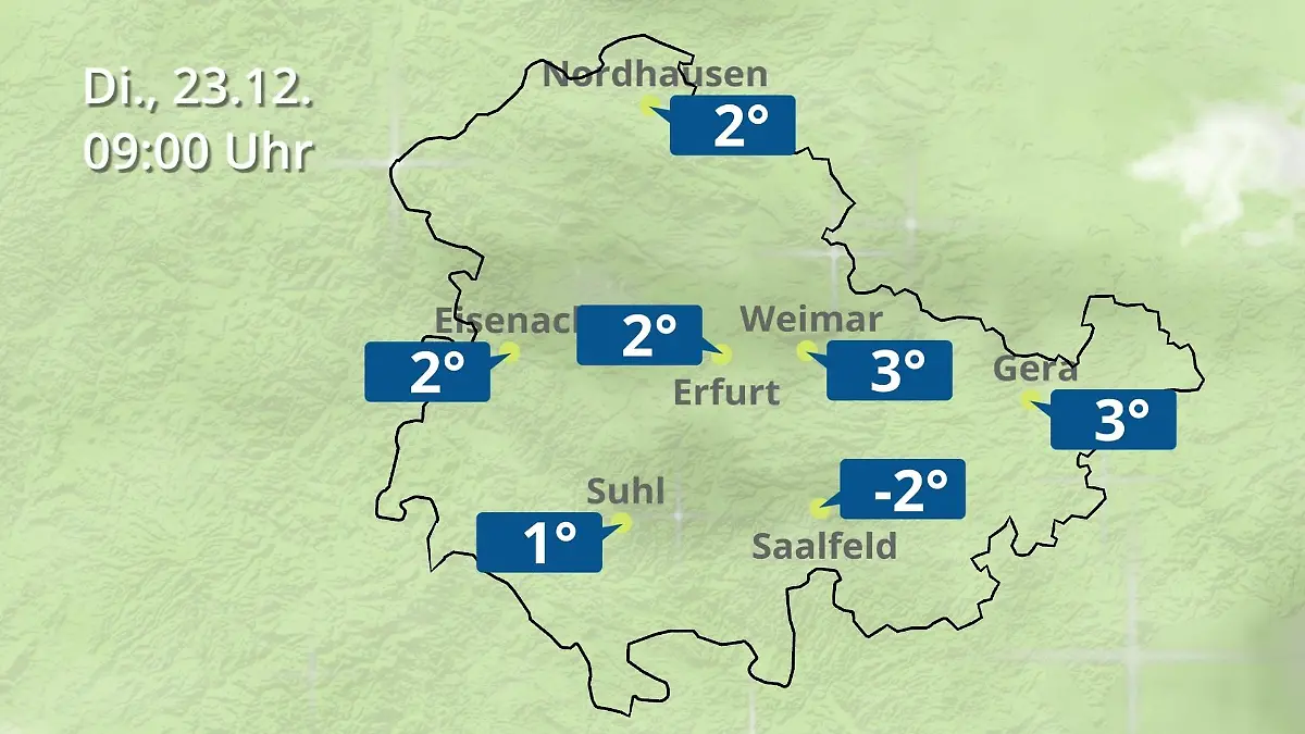 Thüringen: Wie wird das Wetter? Regen- und Wolkenfilm für Erfurt, Gera und Eisenach