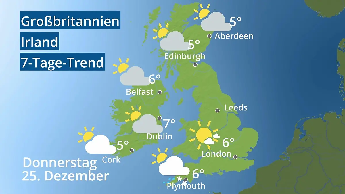 England, Schottland, Wales: Wie wird das Wetter? Video 7-Tage-Trend: Großbritannien und Irland