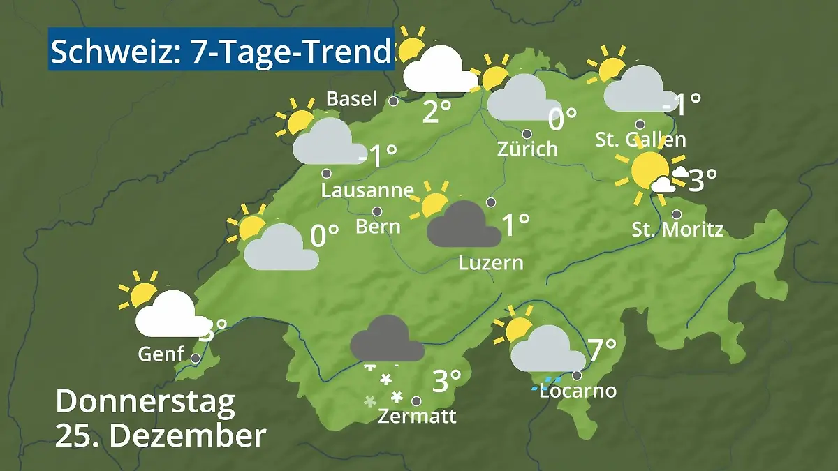 Schweiz: Wie wird das Wetter? Video 7-Tage-Trend: Bern, Basel, Genf, Zürich