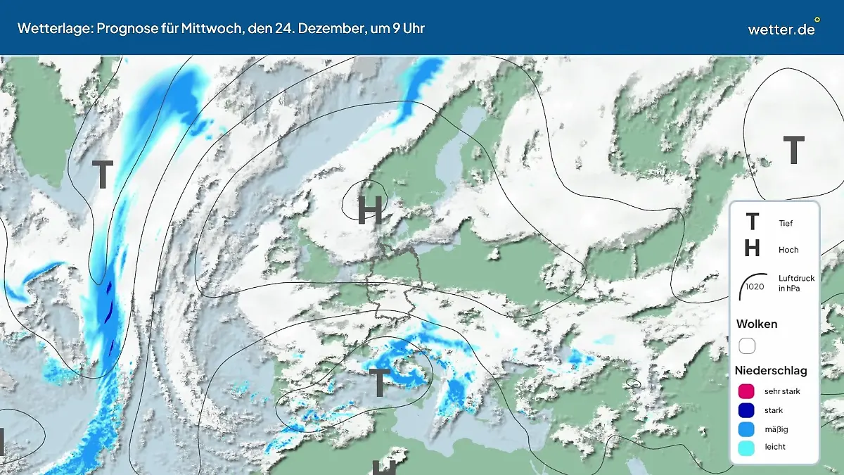 Die Wetterlage der kommenden 5 Tage Hochs und Tiefs über Europa