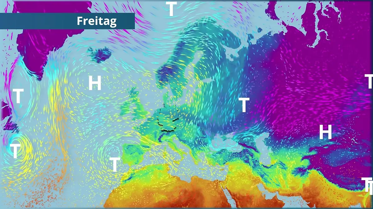 Doppelhoch sorgt für frostige Kälte Der Strömungsfilm für Europa für 5 Tage