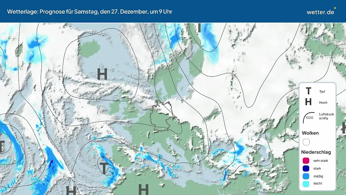 Die Wetterlage der kommenden 5 Tage Hochs und Tiefs über Europa