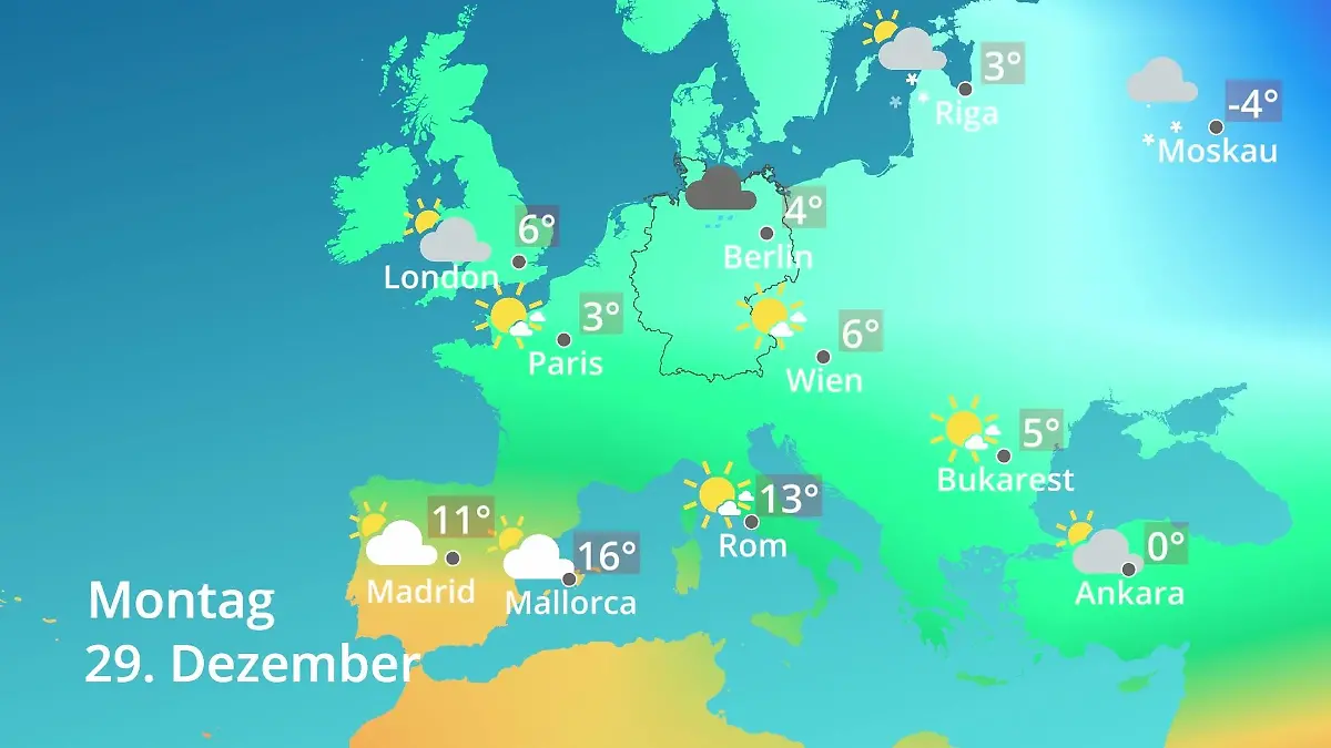 Europa: Wie wird das Wetter? Prognose: Temperaturen von Spanien bis zur Türkei