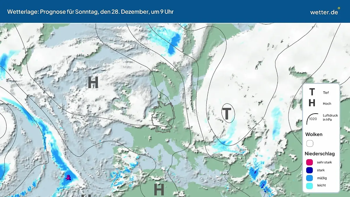 Die Wetterlage Hochs und Tiefs über Europa