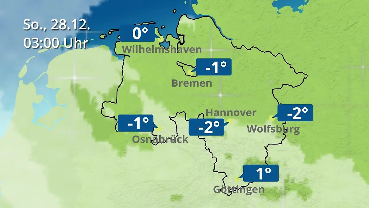 Bremen und Niedersachsen: Wie wird das Wetter? Regen- und Wolkenfilm für Hannover, Osnabrück und Wolfsburg