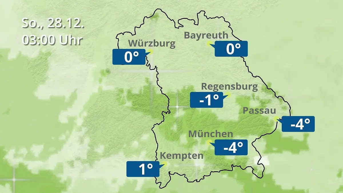Bayern: Wie wird das Wetter? Regen- und Wolkenfilm für München, Regensburg und Würzburg