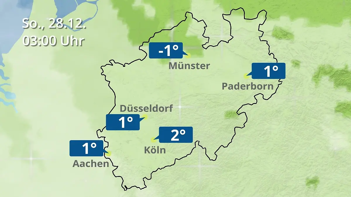 Nordrhein-Westfalen: Wie wird das Wetter? Regen- und Wolkenfilm für Köln, Düsseldorf und Münster