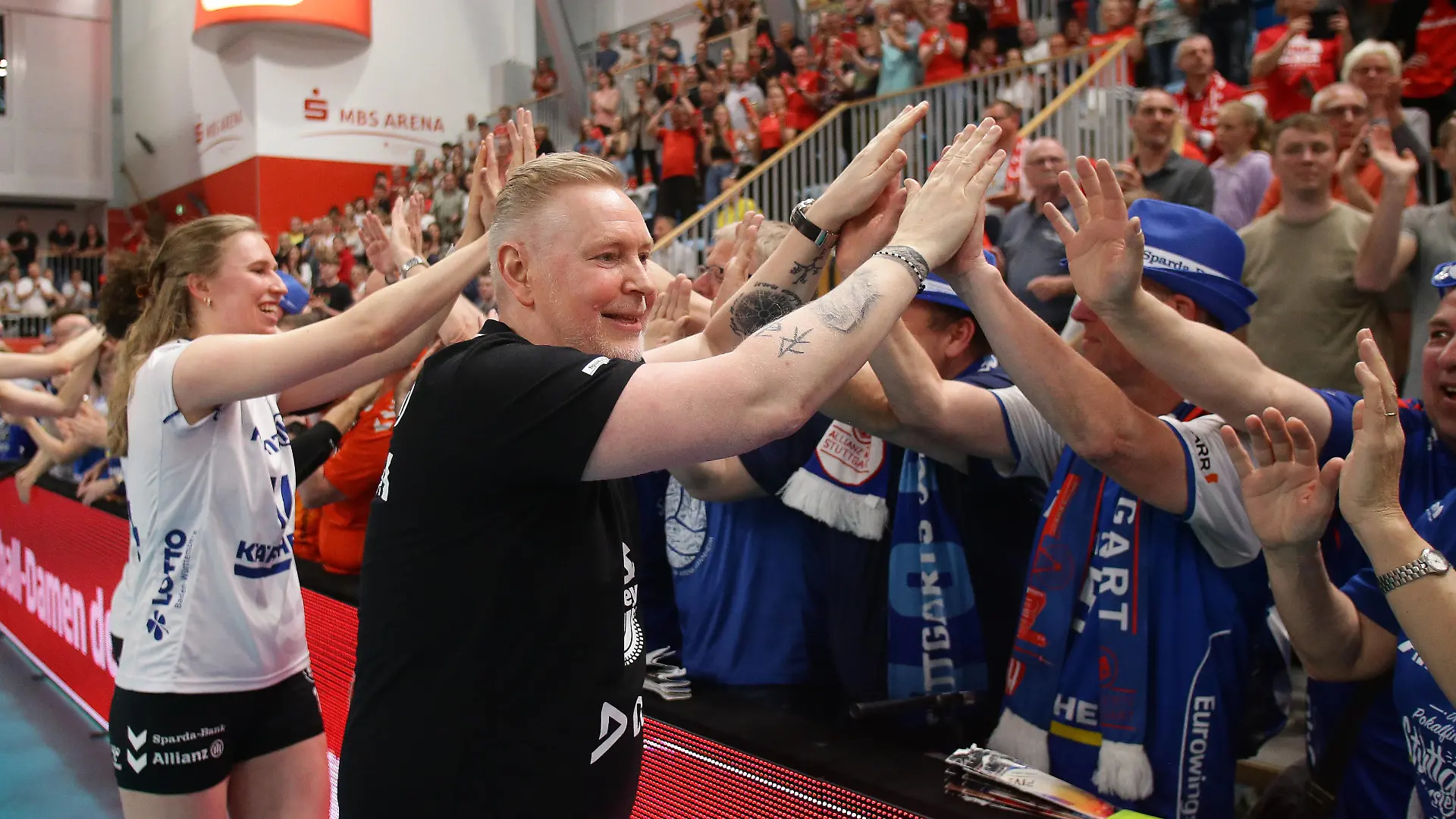 Potsdam , Bundesliga Volleyball Play-off Finale Spiel 4 , SC Potsdam vs. Allianz MTV Stuttgart , Tore Aleksandersen Stuttgart *** Potsdam , Bundesliga Volleyball Play off Final Game 4 , SC Potsdam vs Allianz MTV Stuttgart , Tore Aleksandersen Stuttgart