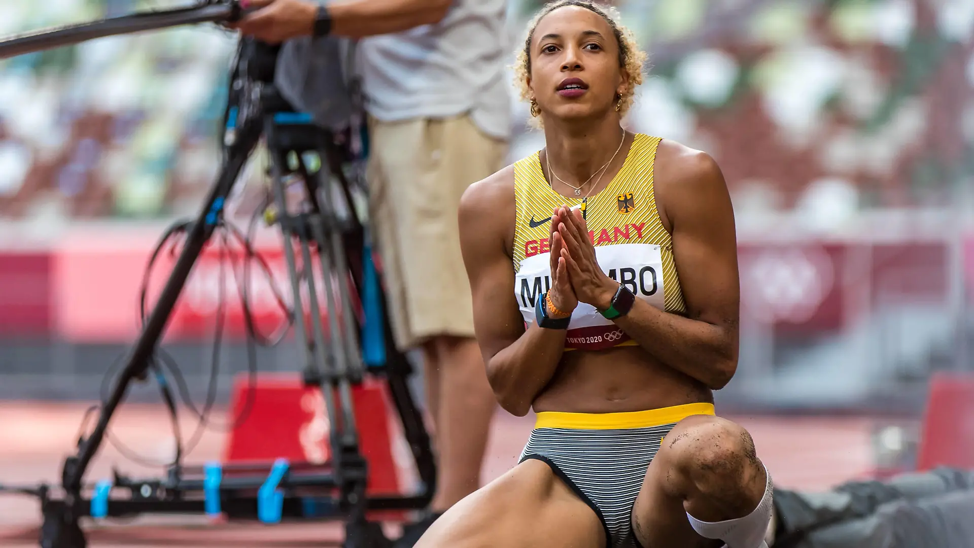 Olympic Games, Olympische Spiele, Olympia, OS 01.08.2021 Malaika Mihambo of Germany reacts delighted after her final attempt in the womens long jump qualification at the Olympic Games in Tokyo, on Sunday, August 01, 2021 *** OLYMPIC GAMES, 01 08 2021 Malaika Mihambo of Germany reacts delighted after her final attempt in the womens long jump qualification at the Olympic Games in Tokyo, on Sunday, August 01, 2021 Copyright: xBEAUTIFULxSPORTS/OlafxRellischx