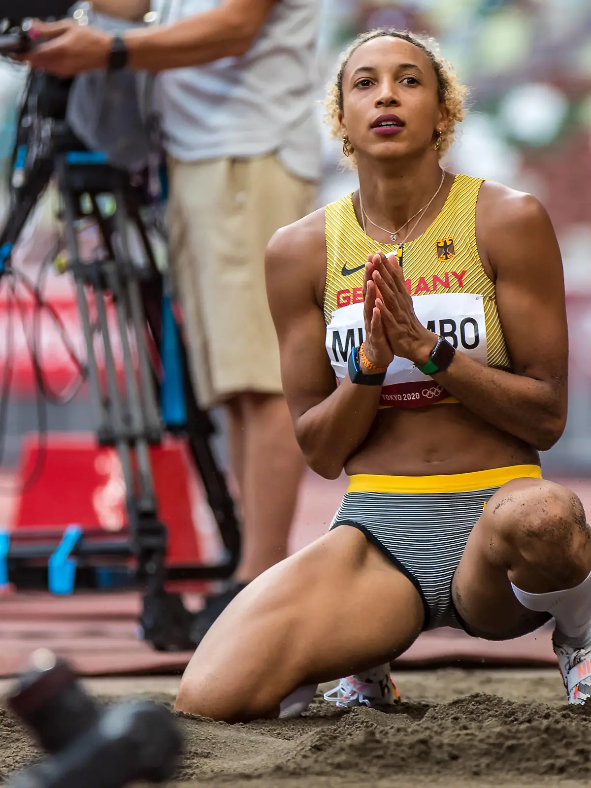  Olympic Games, Olympische Spiele, Olympia, OS 01.08.2021 Malaika Mihambo of Germany reacts delighted after her final attempt in the womens long jump qualification at the Olympic Games in Tokyo, on Sunday, August 01, 2021 *** OLYMPIC GAMES, 01 08 2021 Malaika Mihambo of Germany reacts delighted after her final attempt in the womens long jump qualification at the Olympic Games in Tokyo, on Sunday, August 01, 2021 Copyright: xBEAUTIFULxSPORTS/OlafxRellischx 