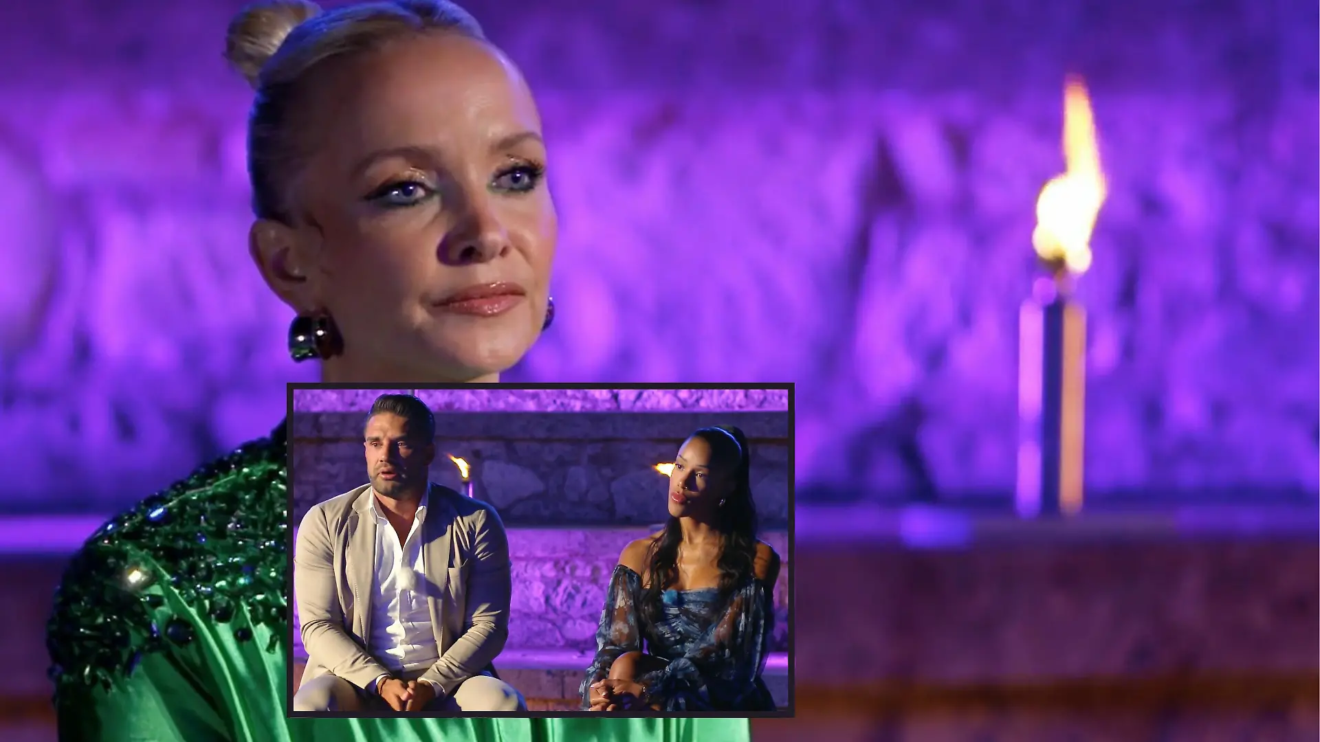 „Temptation Island VIP”-Moderatorin Janin Ullman mit Aleks und Vanessa 