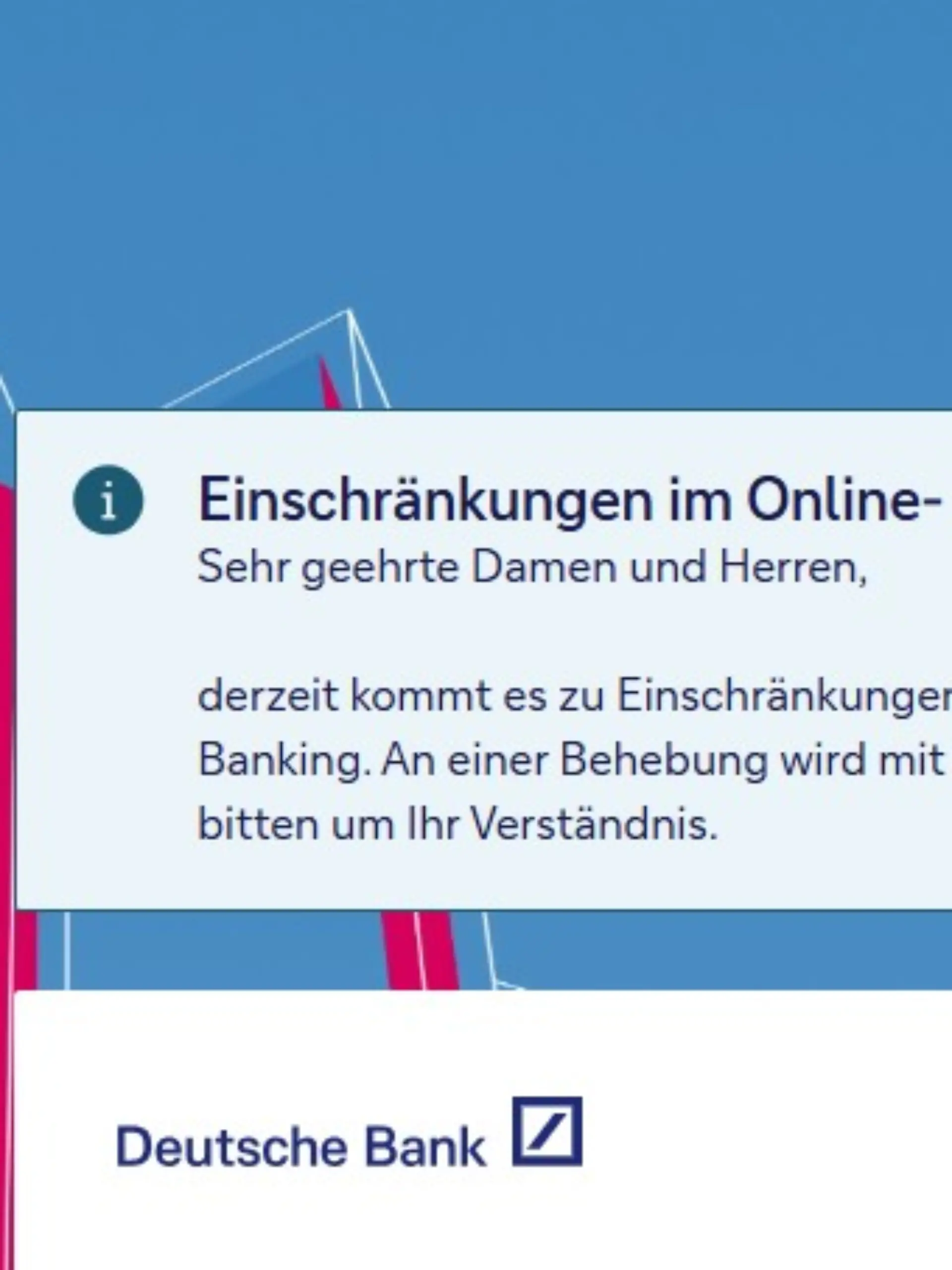 Technische Störung beim Online-Banking der Deutschen Bank (Screenshot, 29. Dezember, 17:15 Uhr) 