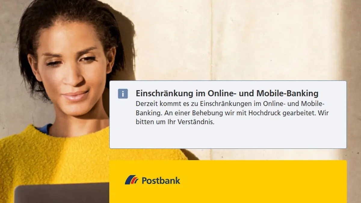 Bei der Postbank gibt es dieselbe Meldung