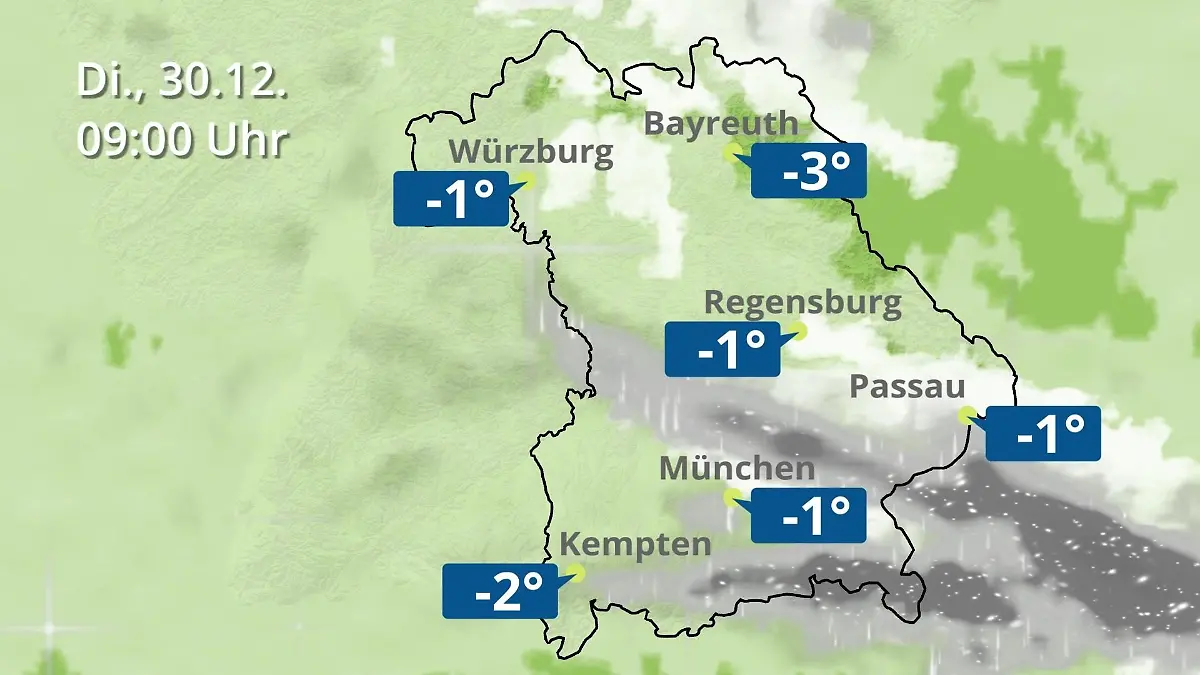 Bayern: Wie wird das Wetter? Regen- und Wolkenfilm für München, Regensburg und Würzburg