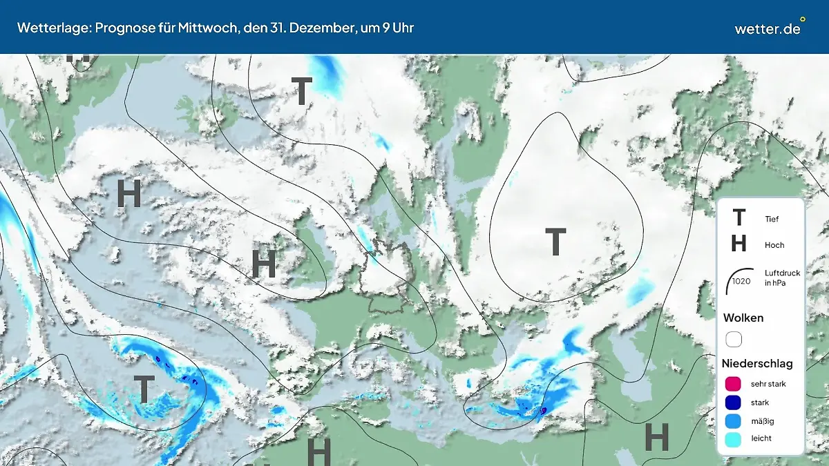 Die Wetterlage der kommenden 5 Tage Hochs und Tiefs über Europa